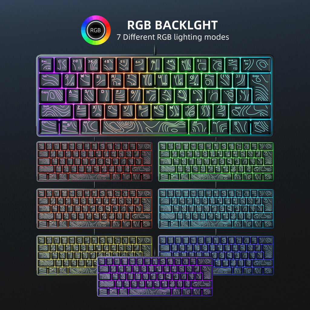 60% RGB Illuminated Gaming Keyboard - Compact Gaming Keybaord with Backlighting for Fast Play