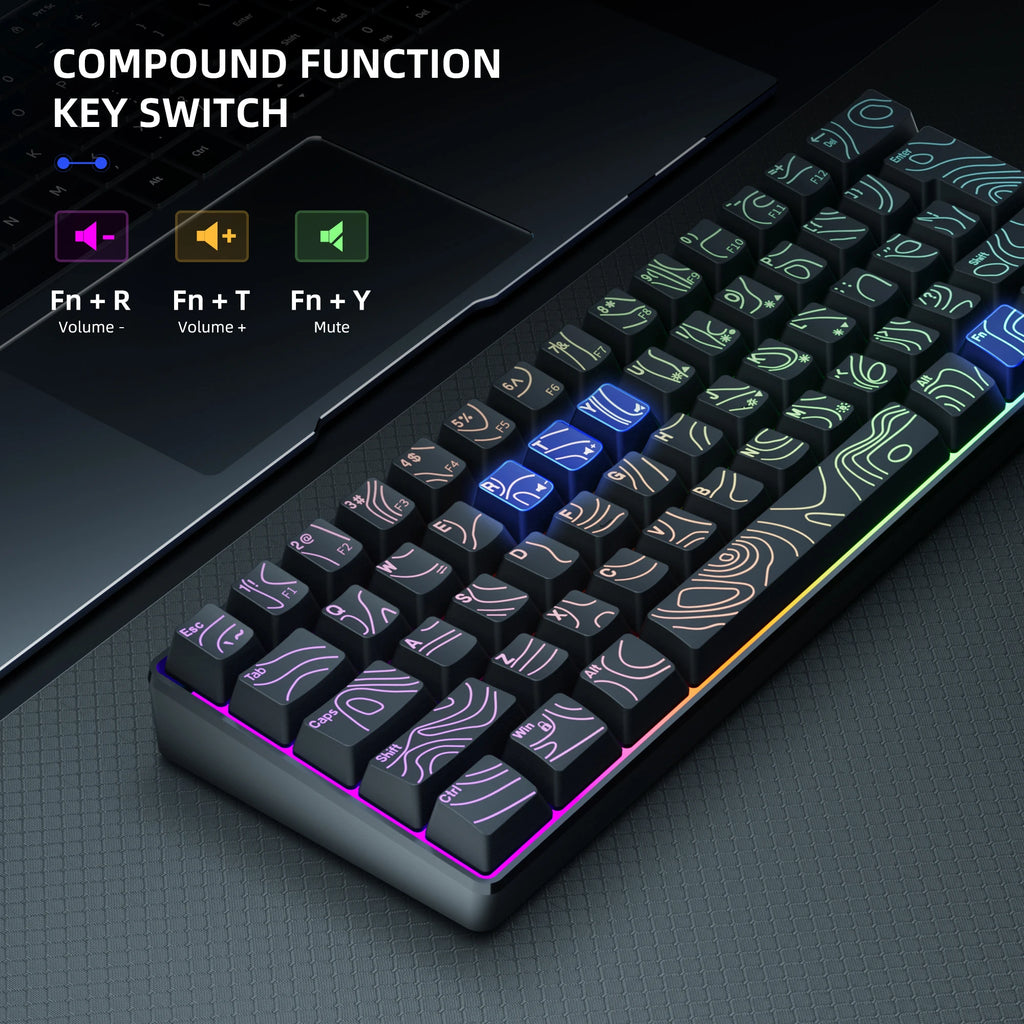 60% RGB Illuminated Gaming Keyboard - Compact Gaming Keybaord with Backlighting for Fast Play