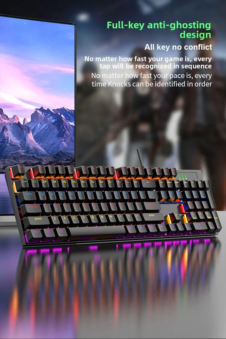 Mechanical Gaming GK100 Keyboard New Upgraded 104 Keys White Backlit Keyboards USB Wired Computer Keyboard for Laptop Desktop PC