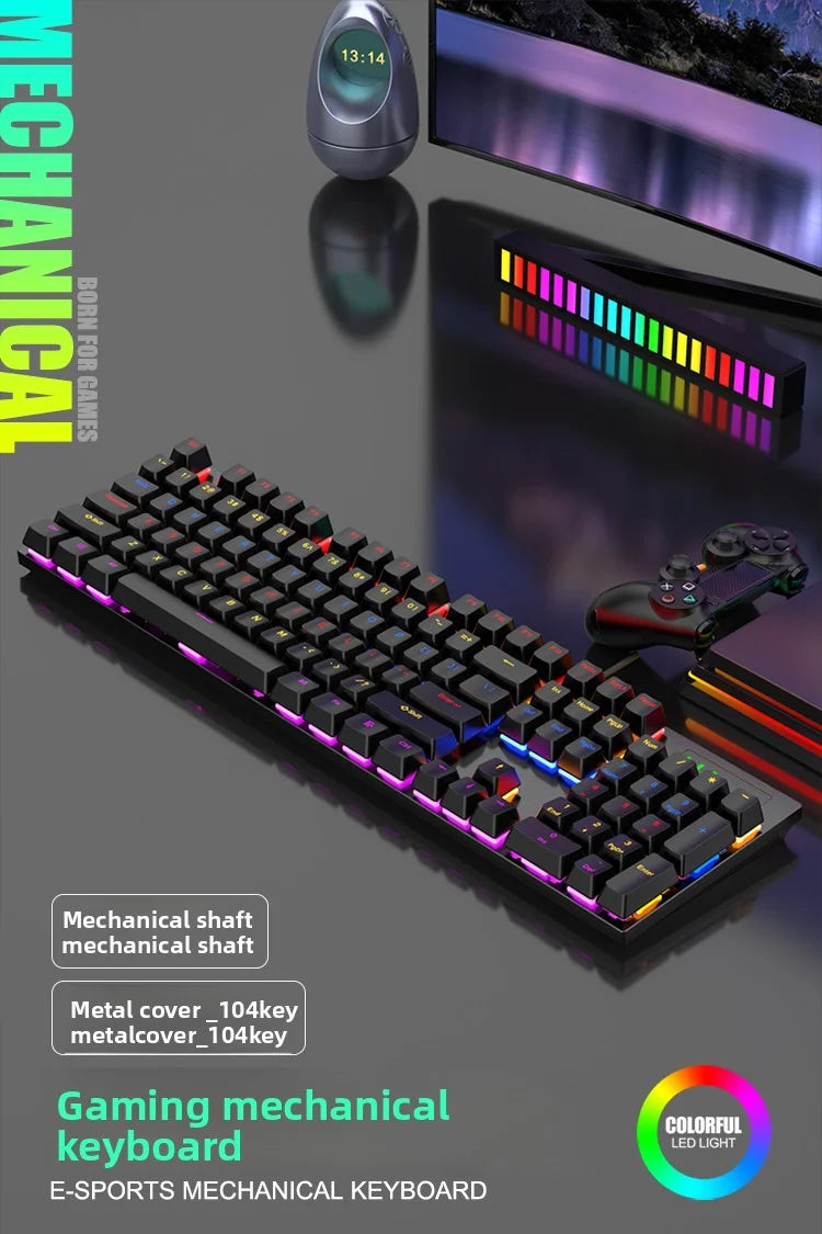 Mechanical Gaming GK100 Keyboard New Upgraded 104 Keys White Backlit Keyboards USB Wired Computer Keyboard for Laptop Desktop PC