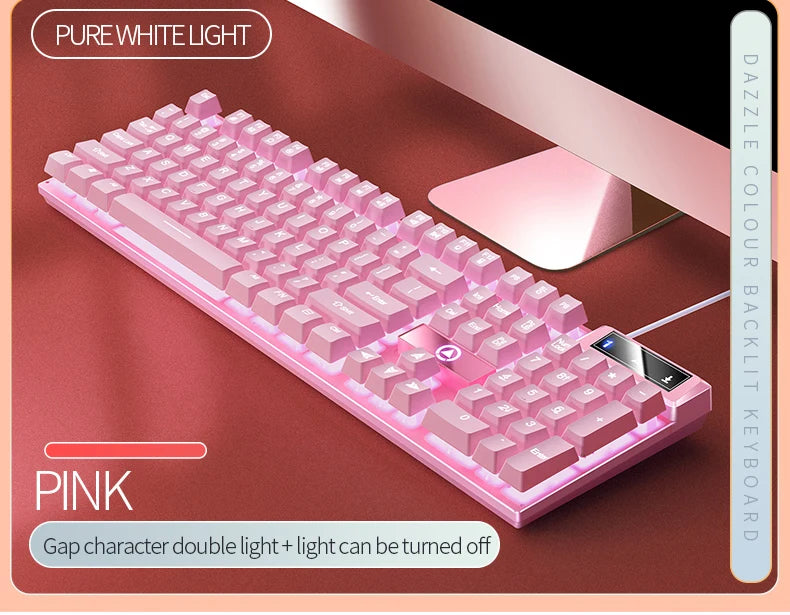 104 Keys Gaming Keyboard Wired Keyboard Color Matching Backlit Mechanical Feel Computer E-sports Peripherals for Desktop Laptop