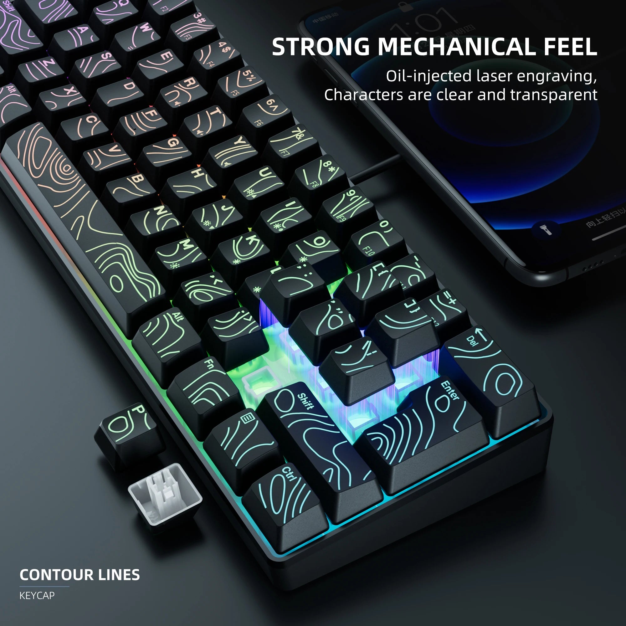 60% RGB Illuminated Gaming Keyboard - Compact Gaming Keybaord with Backlighting for Fast Play